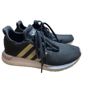 Adidas Women's Black/Gold mesh sneaker running shoe. Size 7.5